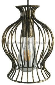 E26/ E27 Brushed Bronze Vase Shape Iron Cage Vintage Pendant Lighting for Dinner Room, Restaurant
