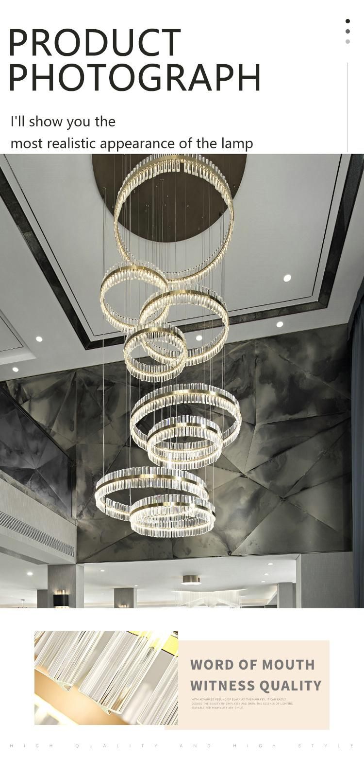 Custom Crystal Crystal Ring LED Pendant Light for Bedroom Dining Room