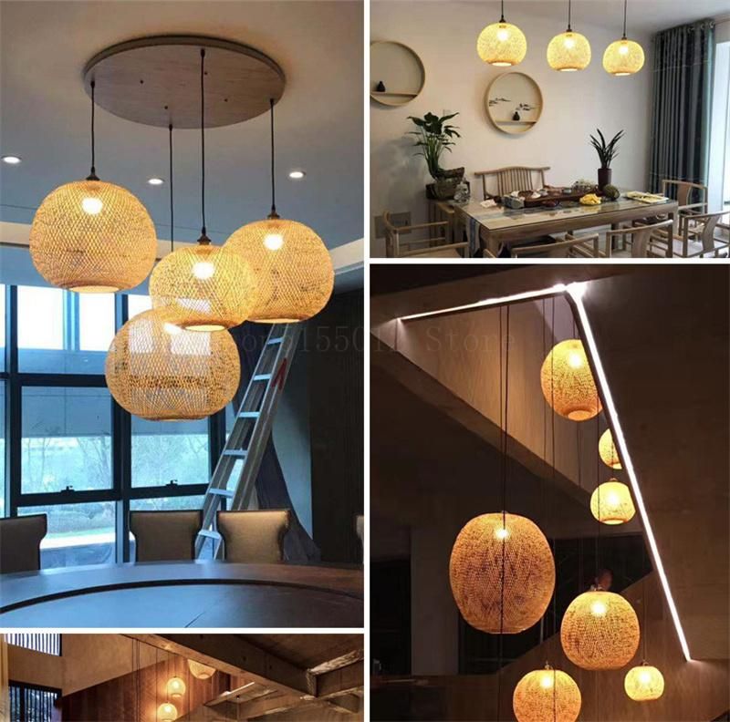 Chinese Bamboo Ball Pendant Lights Weaving Living Room Decoration Rattan Hanging Lamp (WH-WP-29)