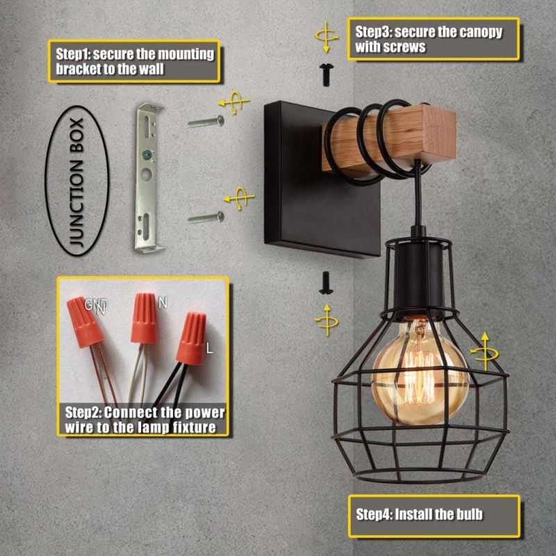 Lightess Black Wall Sconces with Dimmer on off Switch Vintage Cage Wall Mount Light Fixture Industrial Farmhouse Lighting Living Room Kitchen