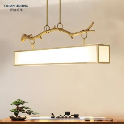 Chinese Style Ocean lighting Restaurant Gold Fabrics Pendant Lamps Chandelier