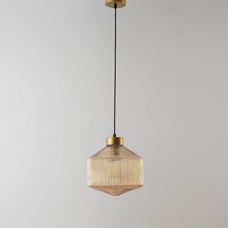 Nordic Simple Luxury Pendant Lights Counter Gustaof Drum Shaped Patterned Glass Pendant Light (WH-AP-296)