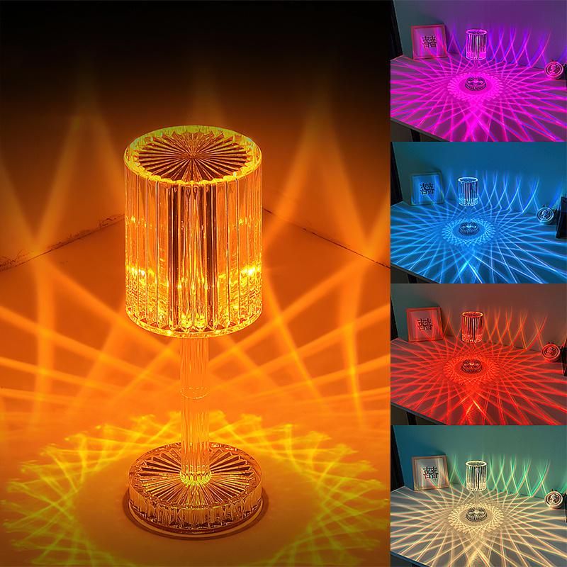 RGB Crystal LED Projection Desk Lamp for Bedside Decoration