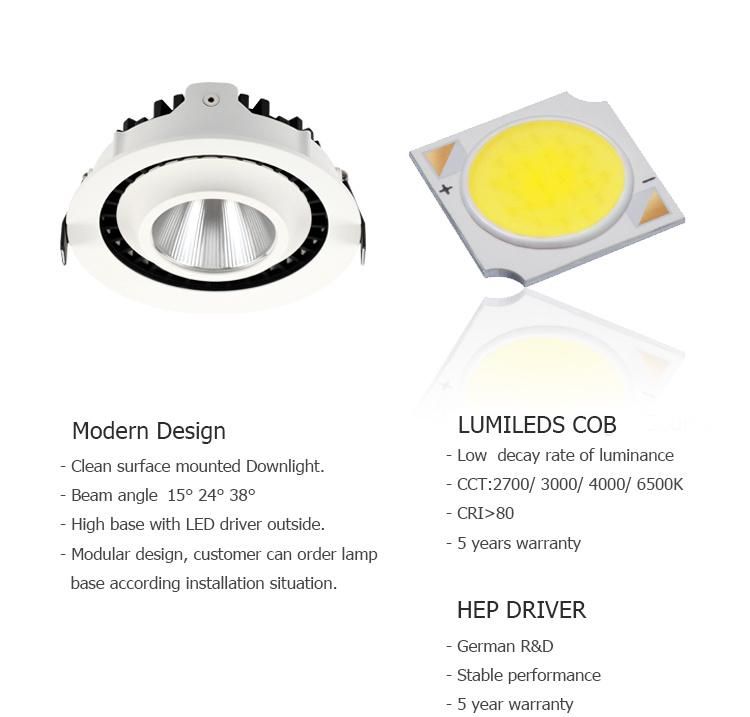 CE Approved High Brightness LED Lighting COB LED Downlights