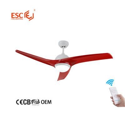 Hot Sale AC Pure Copper Motor 3 Speed Tri Color Dimmable Powerful Ceiling Fan Light