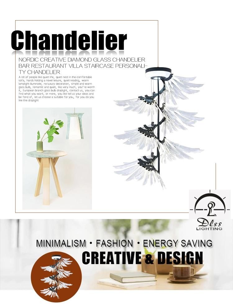 Swing Feather Acrylice Large Chandelier
