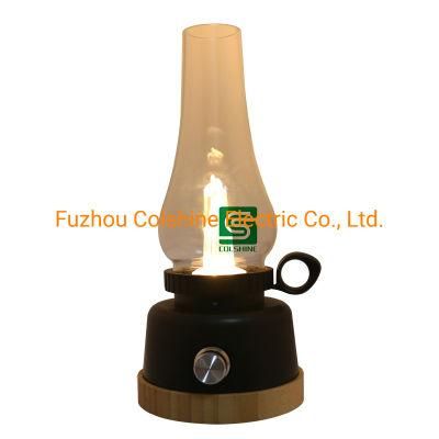 Antique LED Table Lamp Camping Lantern with Flame Light Mode