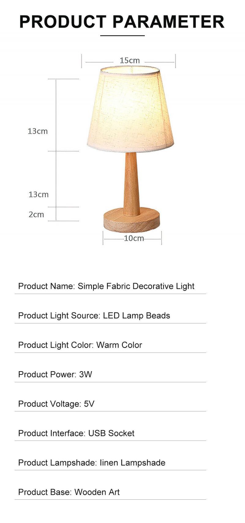 USB Nordic Wooden Decorative LED Table Light