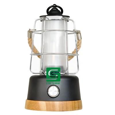 Night Reading Portable Lantern Design Bamboo Iron Frame Rechargeable Desk Lamp