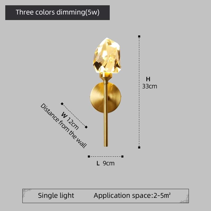 LED Crystal Wall Light All Copper Nordic for Bedroom Living Room Gold Wall Sconce (WH-OR-100)
