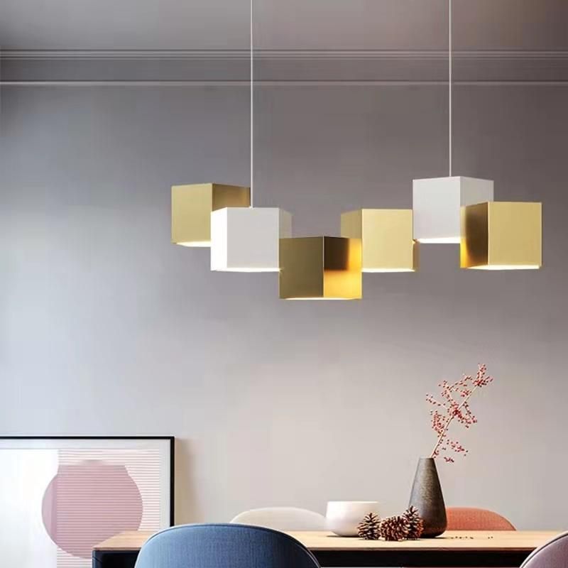 Nordic Restaurant Chandelier Modern Minimalist Dining Room Bedroom Bar Lamp Creative Personality Iron Long Macaron Pendant Lamp