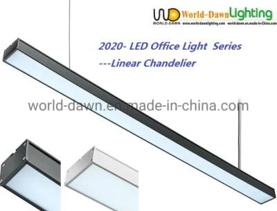 Wholesale Modern Linear Chandelier Lamp 1200mm Indoor Office LED Ceiling Pendant Linear Light with White Black PBT Housing