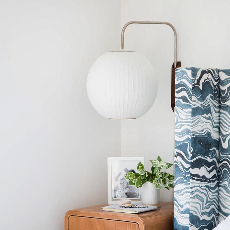 Japanese Silk Cloth Wall Light Fixture for Bedroom Modern Nelson Saucer Wall Sconce (WH-OR-194) V