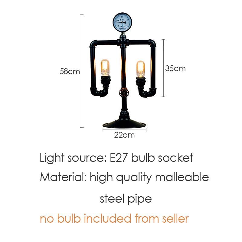 Industrial Loft Table Light Iron Water Pipe Table Lamp Robot Decoration Steam Edison Table Lamp (WH-VTB-30)