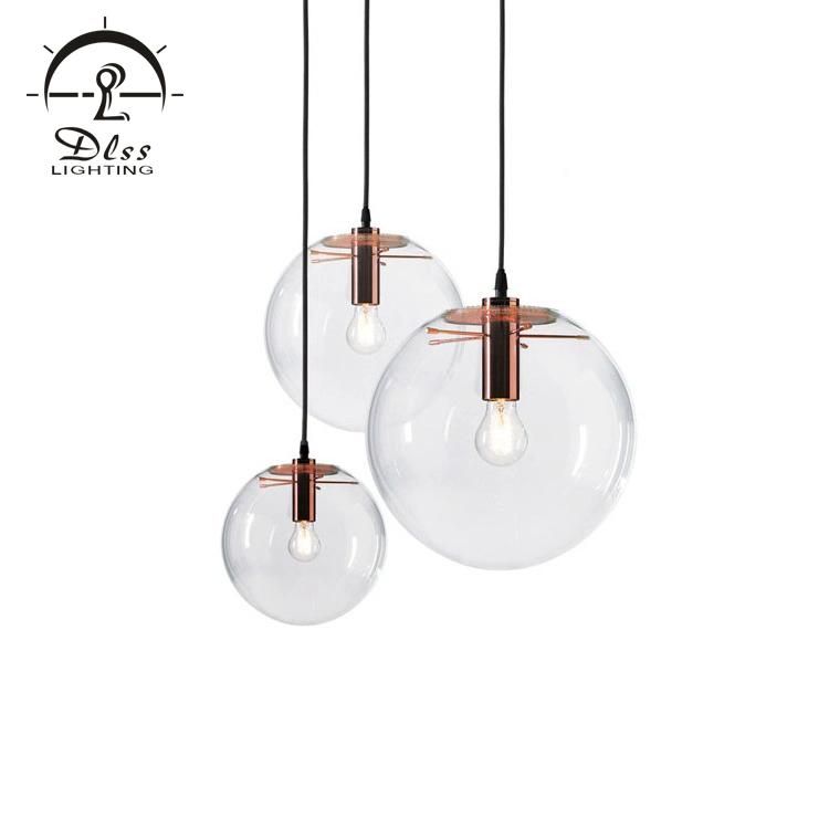 Simple Modern Indoor Hanging Clear Round Glass Pendant Light