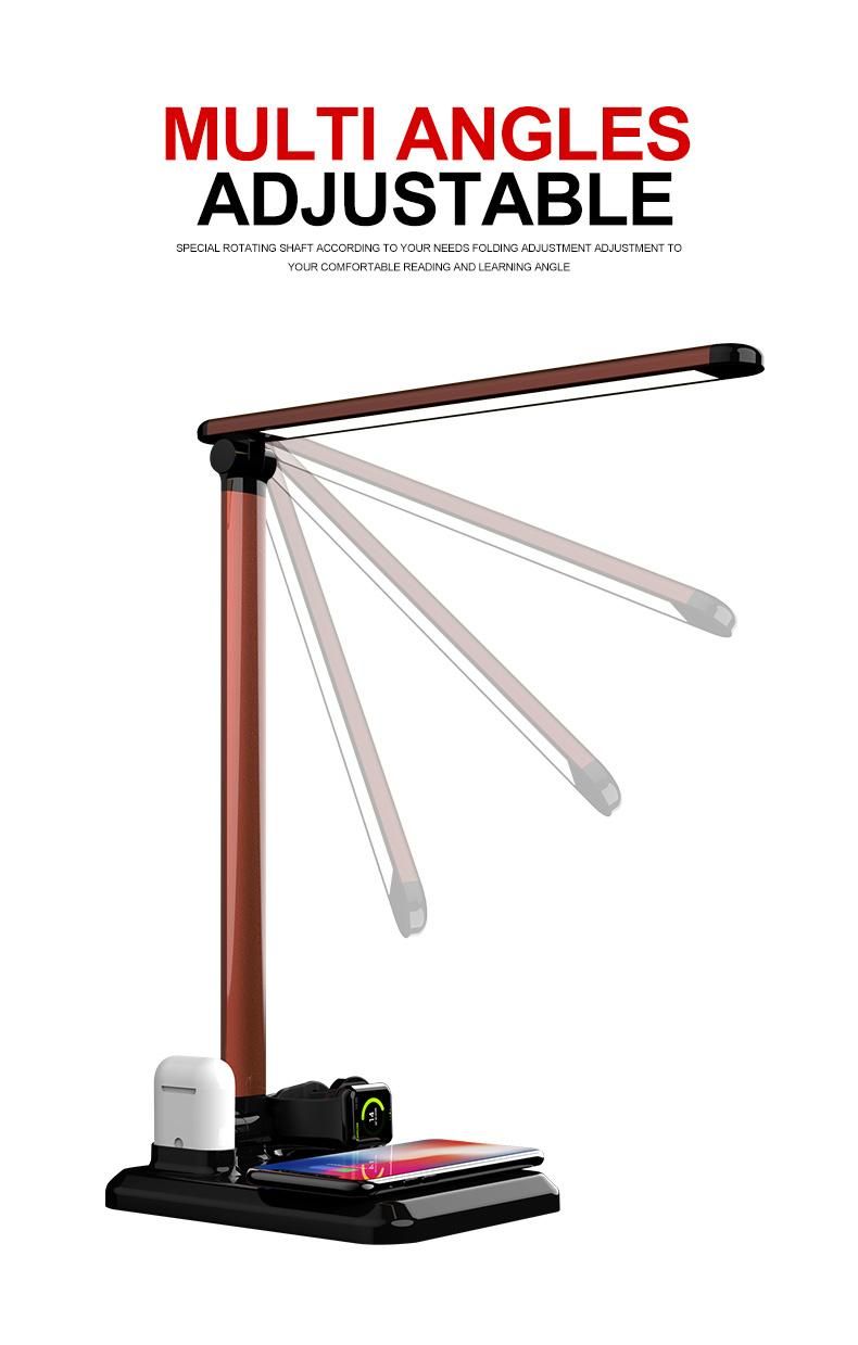 Qi Wireless Phone Iwatch Airpods Desk Lamp Touch Dimmer Wireless Charger LED Foldable Desktop Lamps
