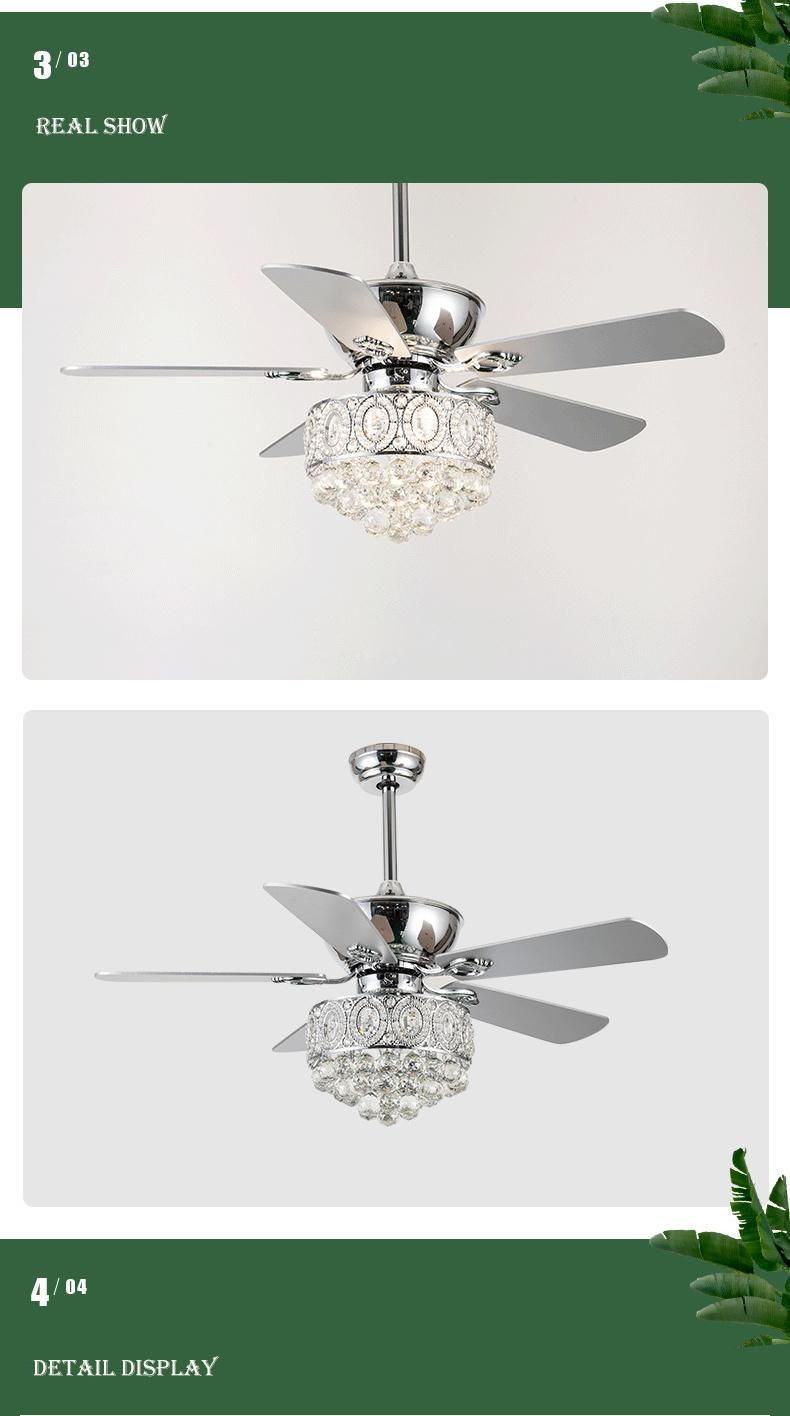 New Design Hotel Home Decorative Round LED Ceiling Pendant Fan Lights Luxury Hanging Crystal Chandelier