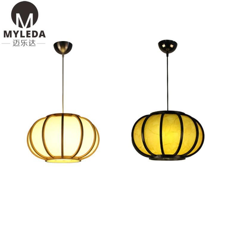 Metal Lantern Wooden Pendant Lamp