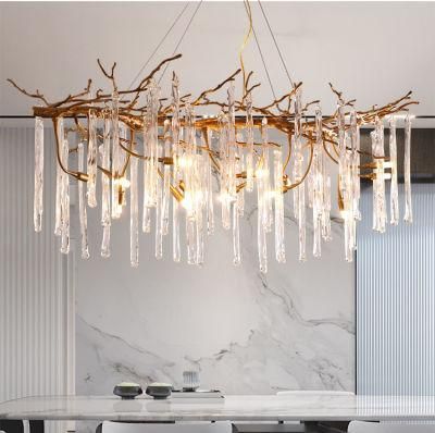 Modern Hotel Copper Crystal Chandelier Lighting for Hotel Lobby, Restaurant, Coffee Club