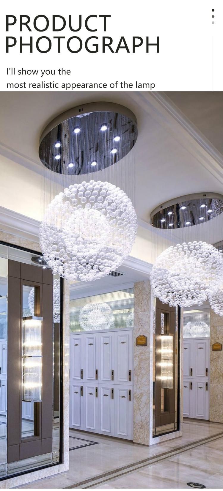 Glass Ball High Quality Decorative Villa Dining Exhibition Hall Custom Project Luxury LED Chandelier Lamp