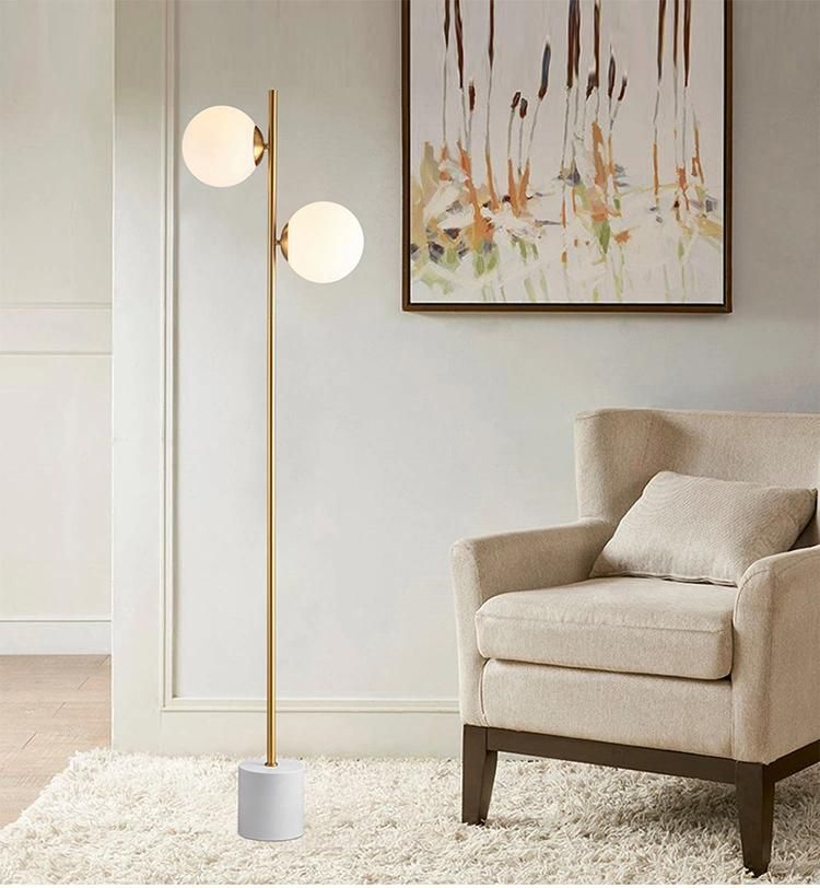 Nordic Modern Home Living Room Decoration Light Romantic Designer Stand Gold Metal Glass Marble LED Floor Lamp
