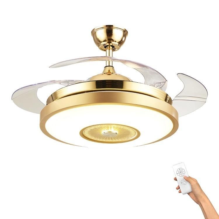 Ceiling Fan Decorative Invisible Ceiling Fan Light with Hidden Blades Remote Control for Living Room