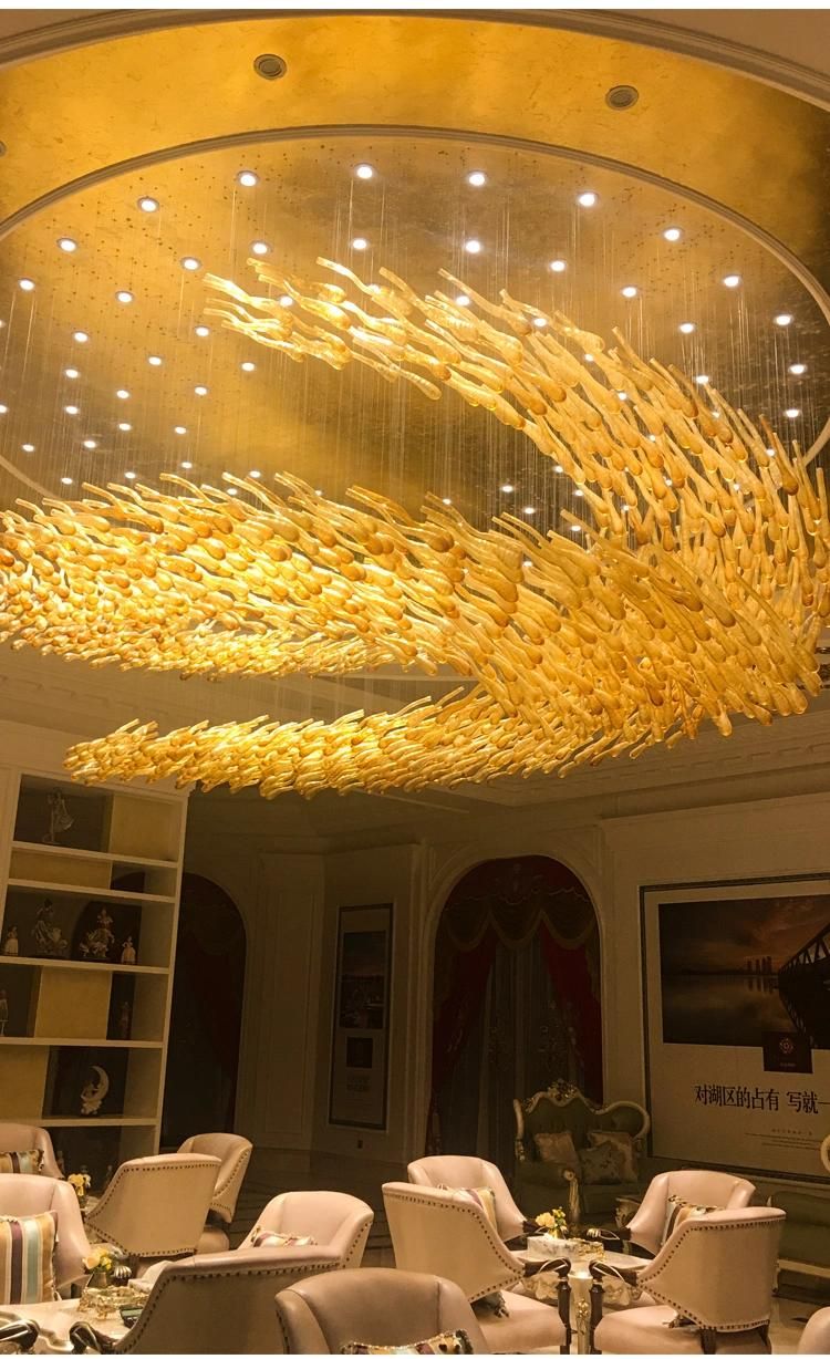 Glass Manual Decorative Stairs Hotel Commercial Modern Luxury Modern LED Chandelier Light