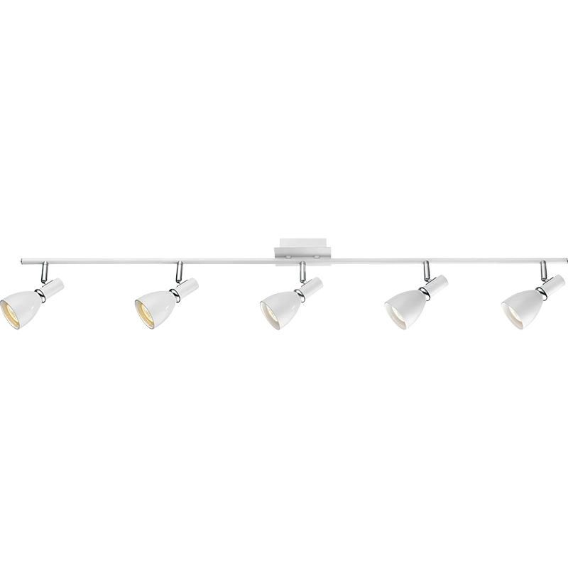 5-Light Track Lighting Ceiling Spot Lighting with Rotatable Light Head GU10 LED Bulbs Indoor Adjustable Spotlight Fixtures for Living Room Hallway Studio White