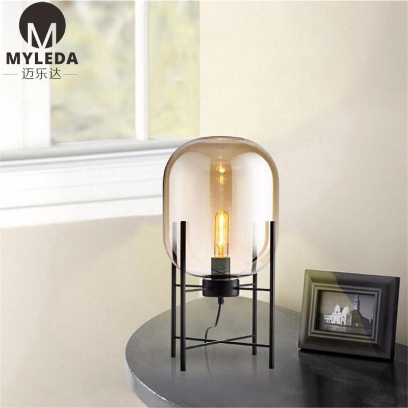 Modern Carbon Steel Glass Home Table Light