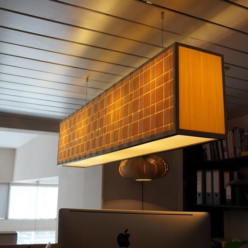 Cuboid Wooden Design Modern Style Chandelier Mall Hotel Pendant Lamp