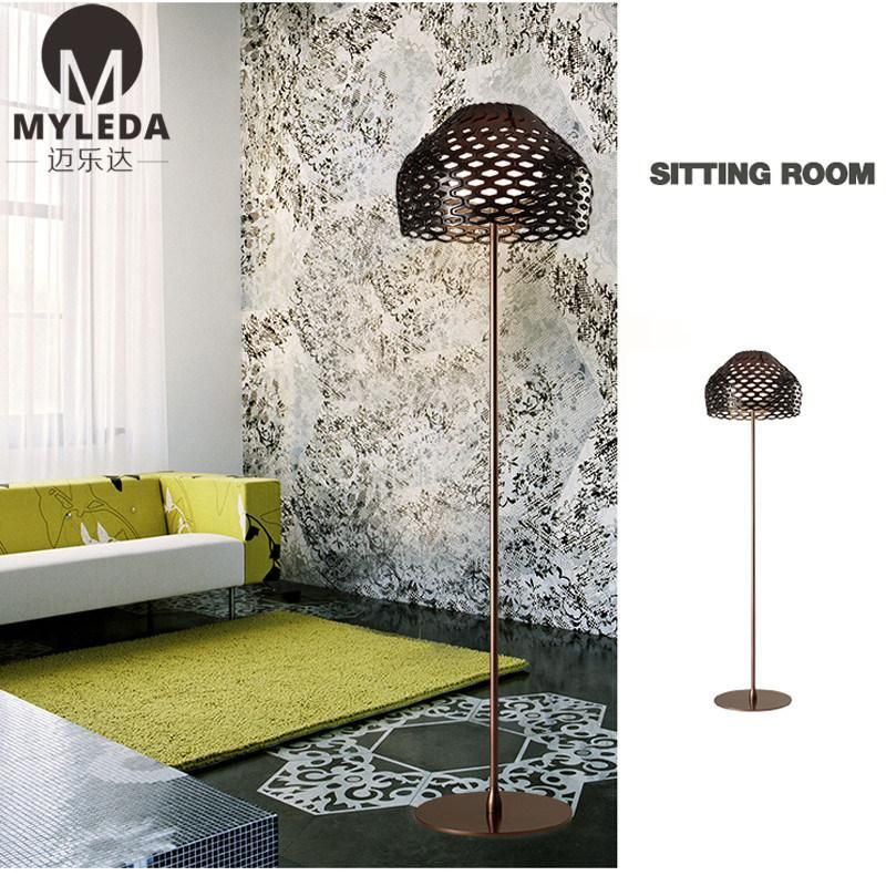 Metal and Stone Base Floor Lamp with Acrylic Shade