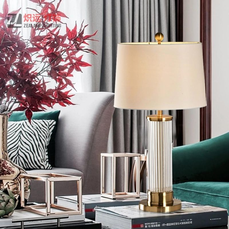 Metal Hotel Bedside Decorated Glass Tube Modern Table Lamp