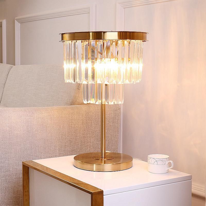 Luxury Villa Home Gold Crystal Table Lamp for Decoration