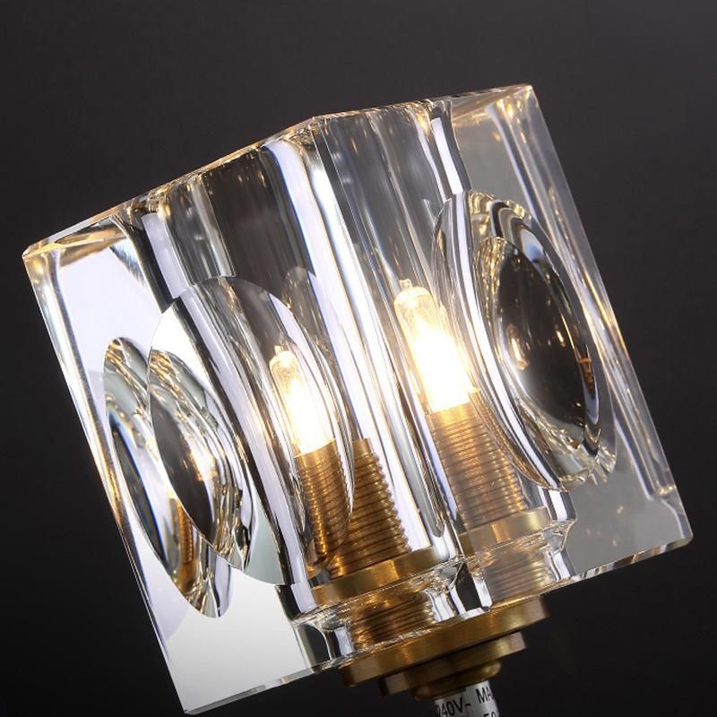 Postmodern Crystal Wall Lamp Copper Simple Warm Bedside Lamp Living Room Wall Light