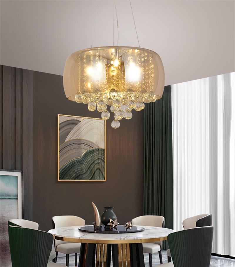 Modern Hotel Restaurant Decorative Pendant Lamp Mounted Large Fancy Luxury Crystal Nordic Chandelier