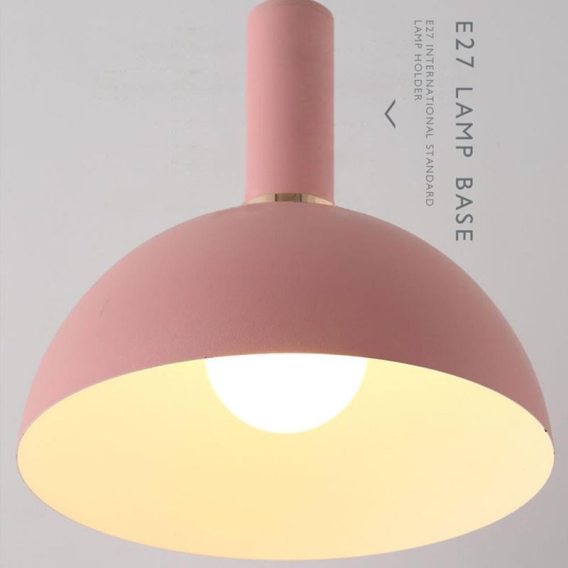 Contemporary Pendant Light Lamp Hemispheric Shaped Lampshade Metal Modern Black Pendant Light