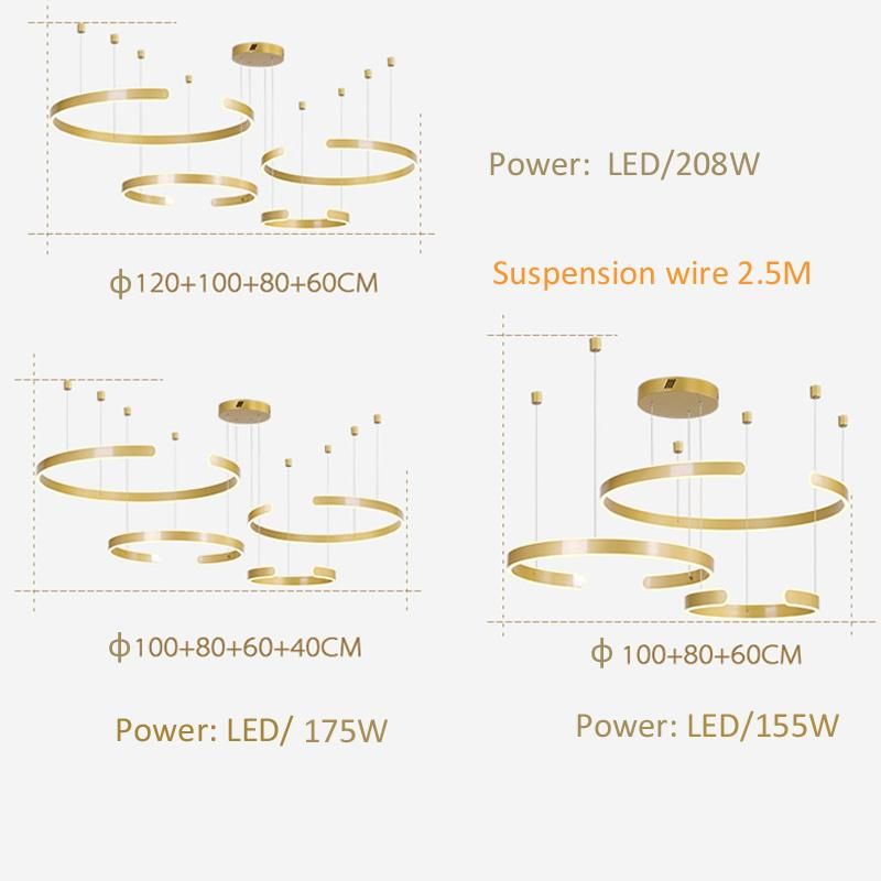 Nordic Style Living Room Pendant Lighting Modern Ring Hall Lamps Restaurant Designer Chandelier