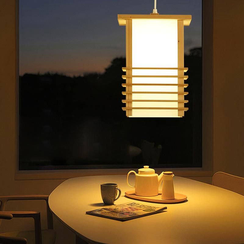 Traditional Wooden Lantern Design Chandelier Dining Asian Style Pendant Lamp