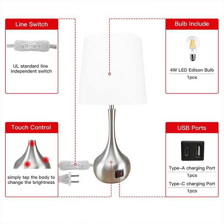 Hot Sale Cheap Classic Incandescent Metal Energy Saving Study Desk 23" Table Lamp for Private Residence