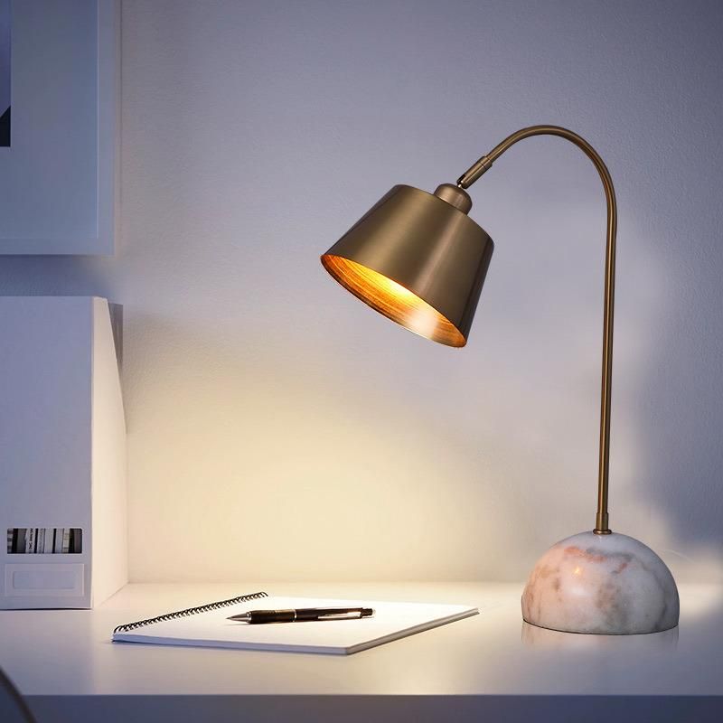Post Modern Nordic Creative Lamp Shade Angle Adjustable Marble Base LED Standing Light Iron Table Lamp for Living Room