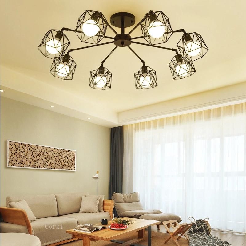 American Iron Chandelier Cage Kitchen Bedroom Living Room Home Decor Black Chandelier Lighting (WH-VP-64)