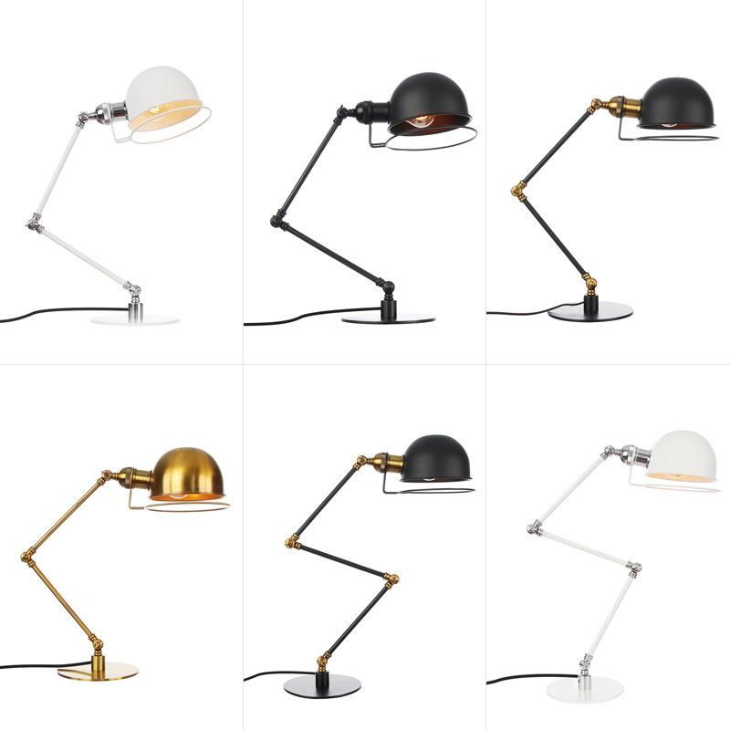 Adjustable Swing Arm Vintage Bronze Iron Desk Reading Light Industrial Table Lamp