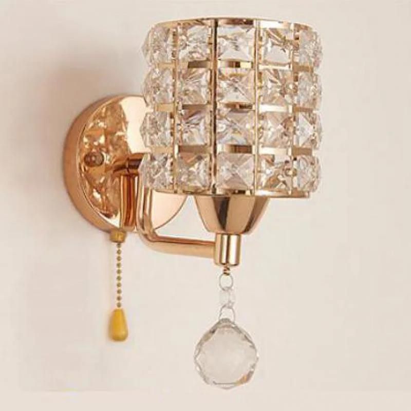 Pull Chain Switch Crystal Wall Lamp Modern Stainless Steel Crystal Wall Sconce (WH-OR-155)