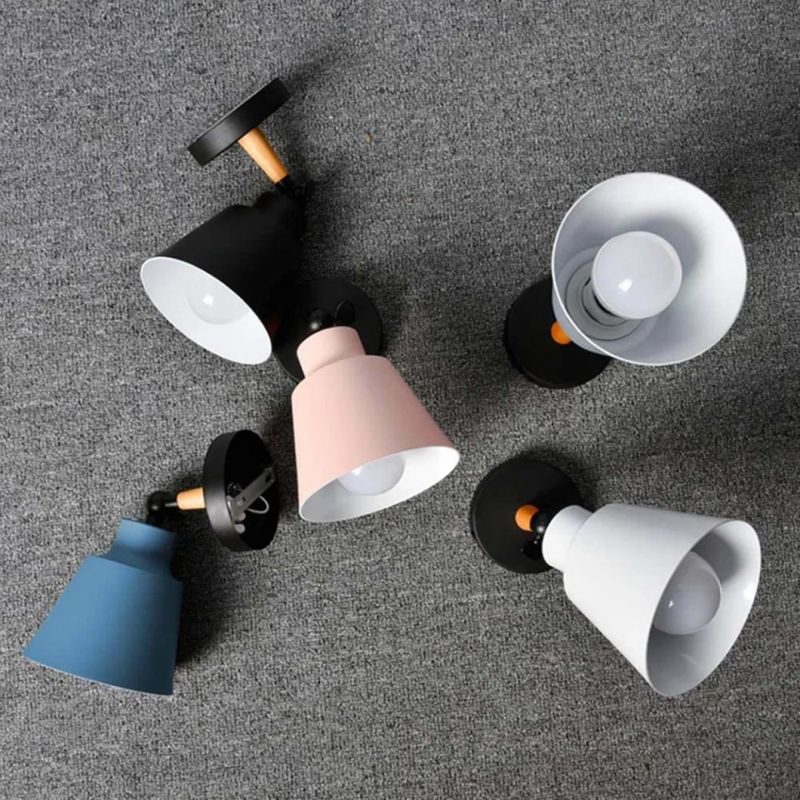 Wall Light Fixtures Nordic Wall Sconce Lamps Macaron Edison Copper Lamp Holder Aisle Lights Corridor Lamp Bedside Reading Light E27 (Color: Black)