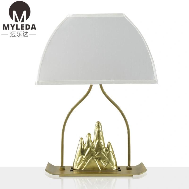 Modern Hotel Lobby Table Light with Fabric Shade
