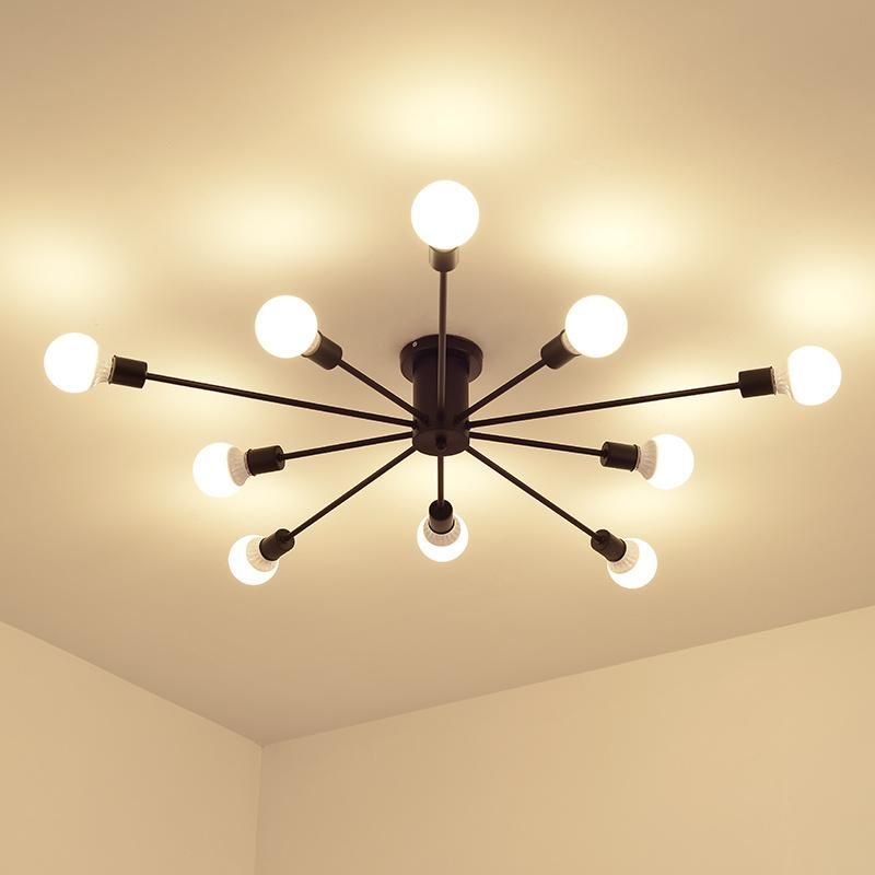 Retro Spider Chandelier 6/8/10 Sockets Lighting Vintage Dining Room Living Room Black Chandelier (WH-VP-56)