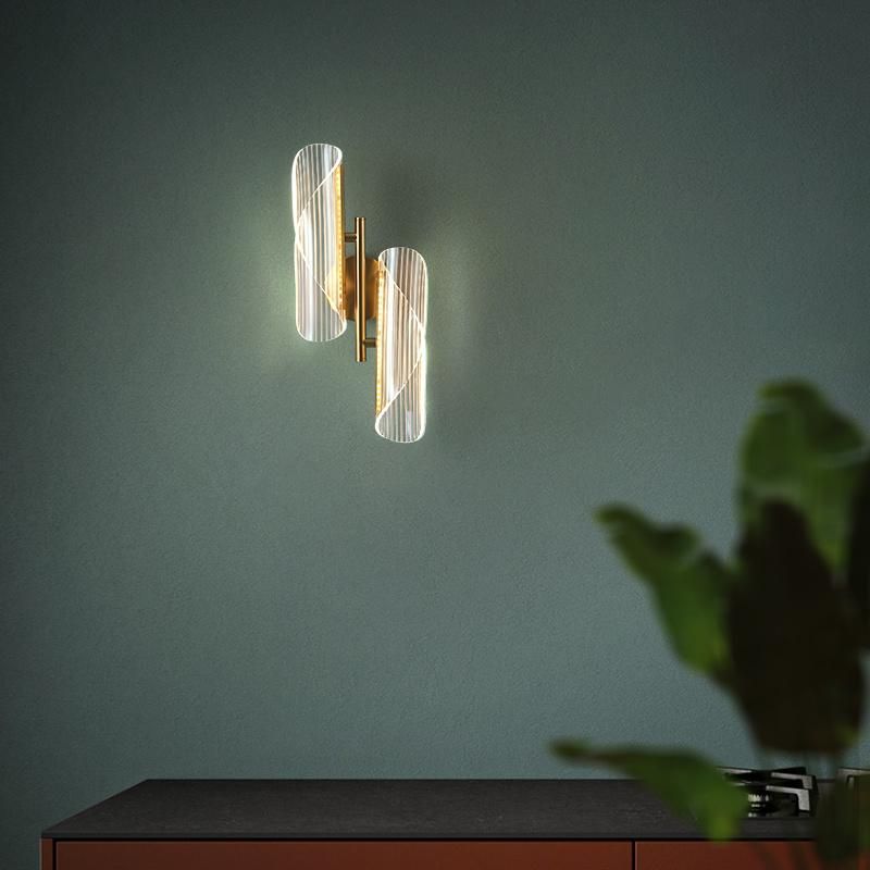 Nordic Gold Acrylic LED Wall Lamp Bedroom Bedside Aisle Post Modern Wall Lighting (WH-OR-117)