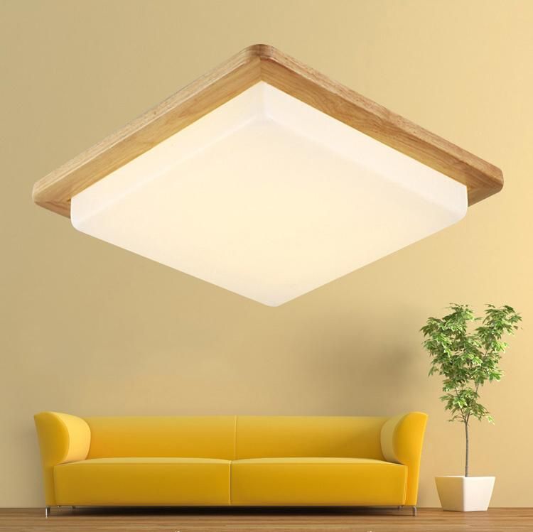 Nordic Wood Square LED ceiling Lights Wood Color Modern Minimalist Chinese Ceiling Lights (WH-WA-33)