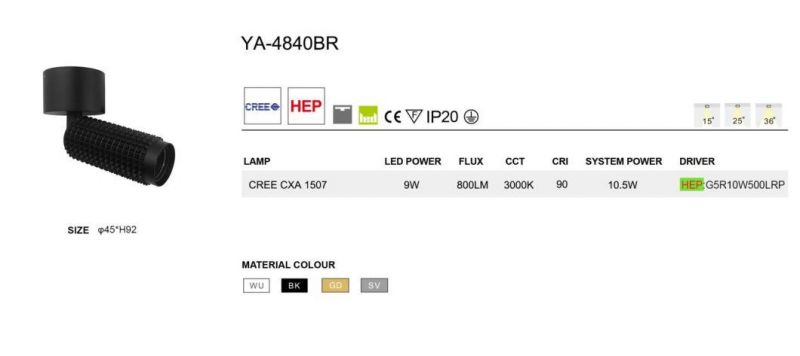 High Quality Good Sell for Europe 15W CREE COB CRI90 Adjustable LED Recessed Spotlight Downlight