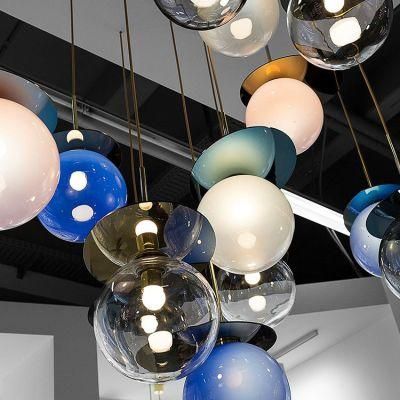 Nordic Designers Color Glass Ball Chandeliers Minimalist Modern Creative Staircase Lights (WH-GP-95)